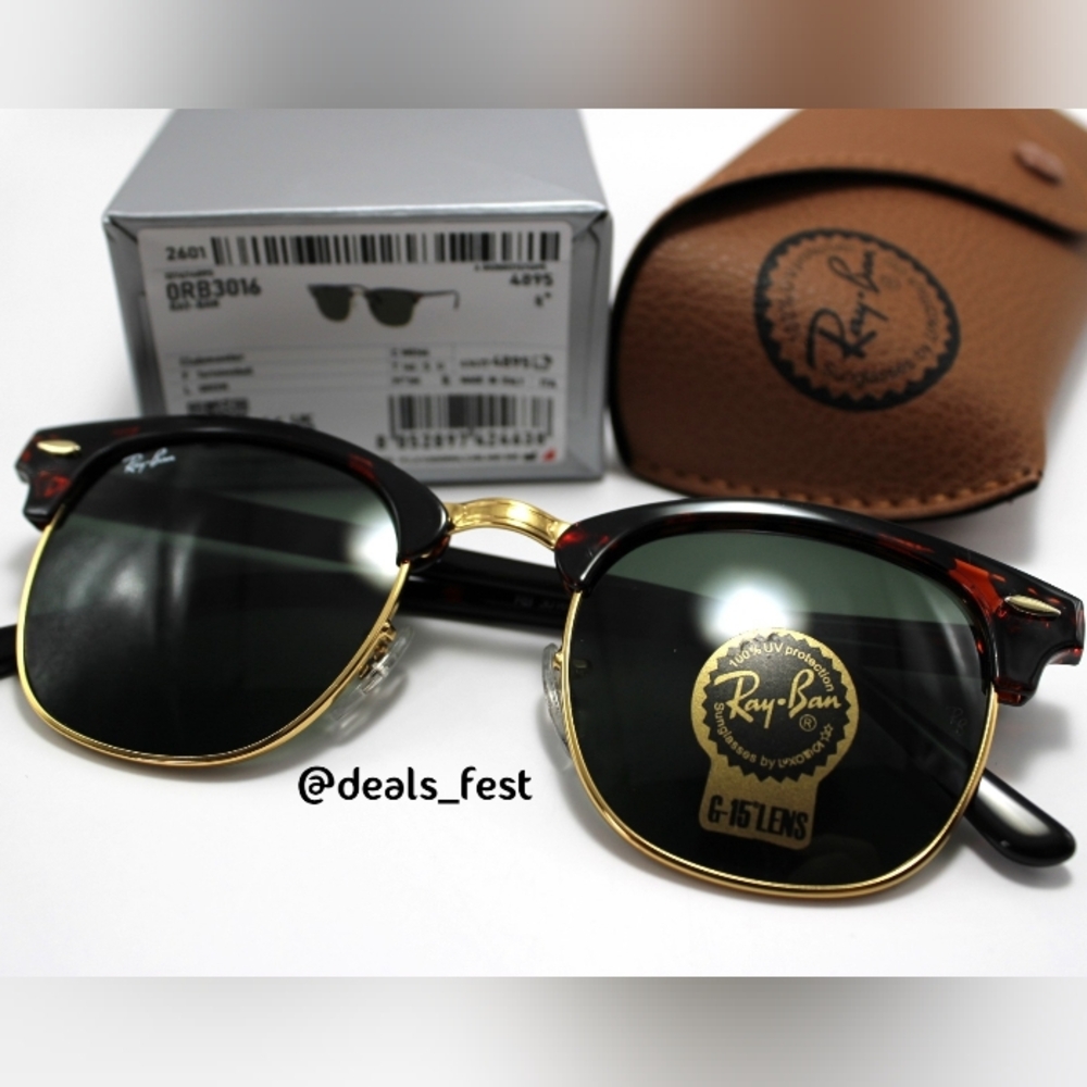 Model Display RayBan Clubmaster Green G15 RB3016 Tortoiseshell - Picture 4 of 16